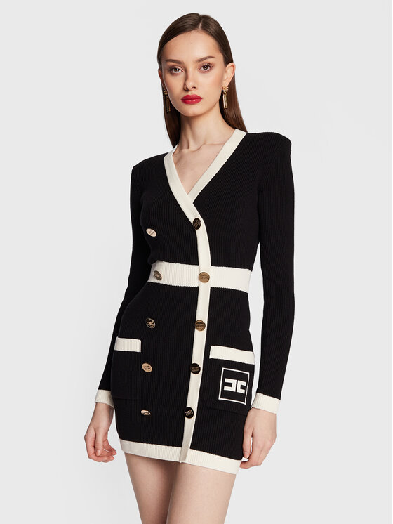 Elisabetta Franchi Elisabetta Franchi Trikotažinė suknelė AM-69Q-31E2-V670 Juoda Slim Fit