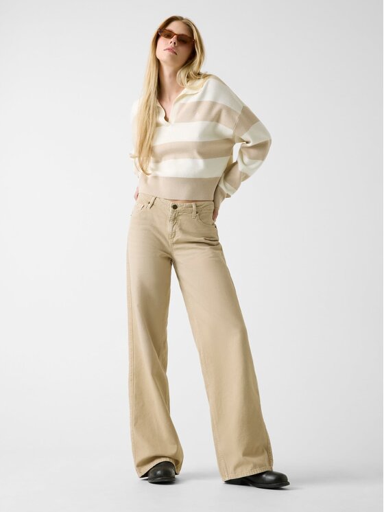 Guess Jeans Guess Jeans Kalhoty z materiálu 180485 Béžová Slim Fit