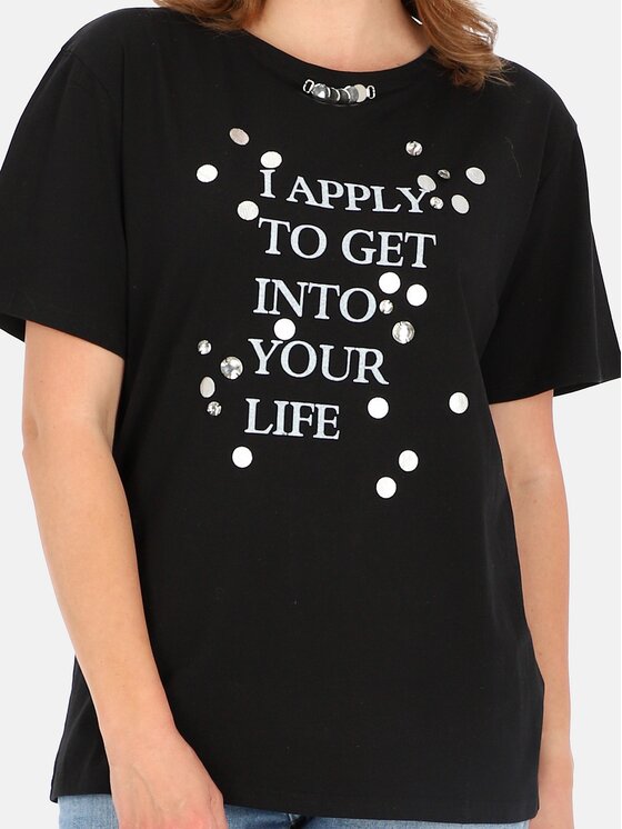 Perso Perso T-Shirt TCE245023F Černá Regular Fit