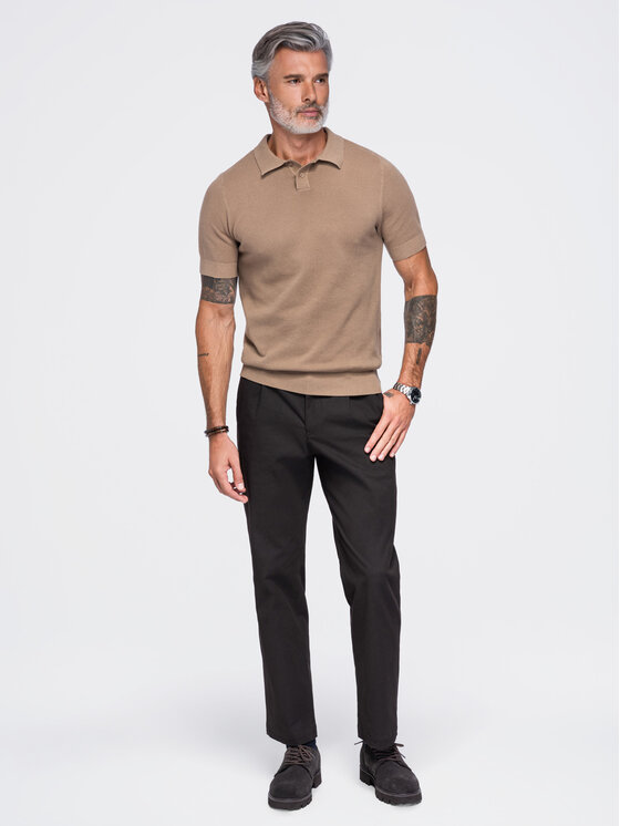 Ombre Ombre Polo OM-POSS-0178 Brązowy Regular Fit