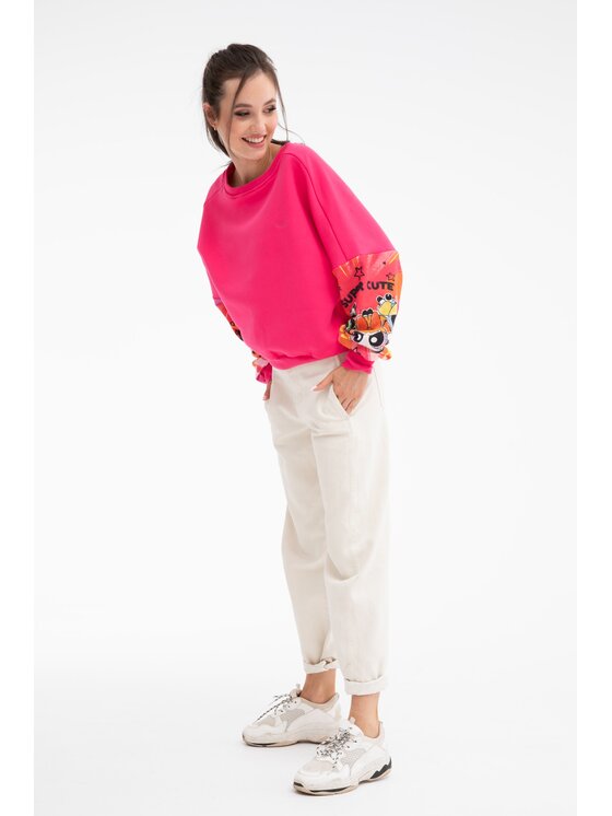 NAOKO NAOKO Bluza Candy Powerpuff Różowy Oversize