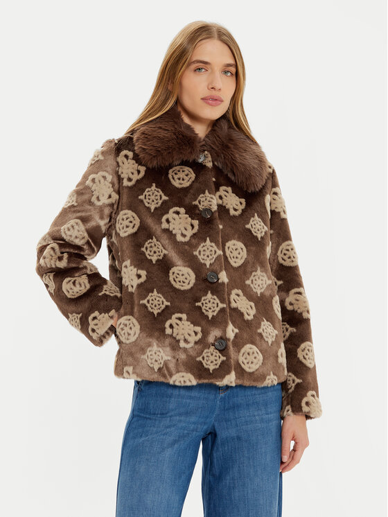 Guess Pelliccia Karine W4BL00 WE9V0 Marrone Regular Fit, taglia : XS