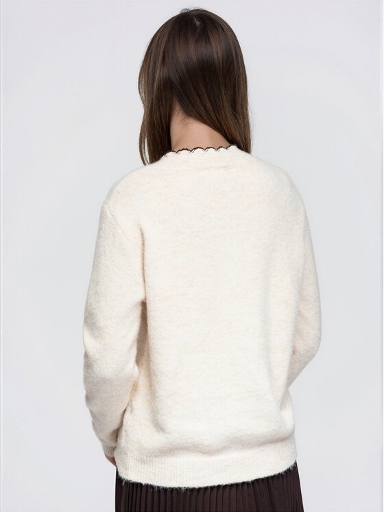 Ombre Ombre Sweter OW-SW-E0042 Beżowy Regular Fit