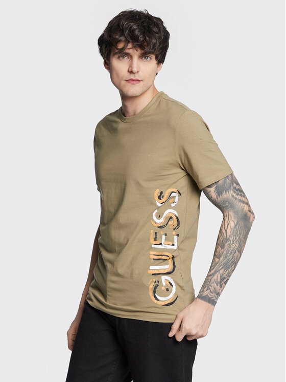T-shirt Vertical Logo M3GI22 J1314 Verde Slim Fit