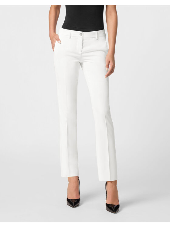 PHILIPP PLEIN PHILIPP PLEIN Bavlnené nohavice 9377 Biela Regular Fit