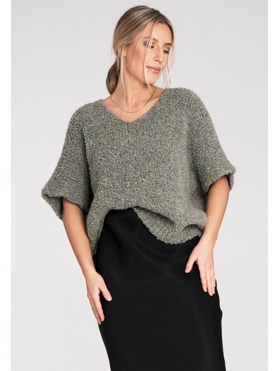 FIGL FIGL Sweter M1109 Zielony Classic Fit