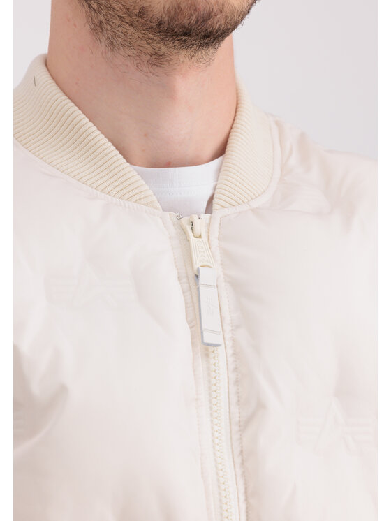 Alpha Industries Alpha Industries Kurtka zimowa MA-1 Embroidery Logo Puffer Bomber Jacket Beżowy Relaxed Fit
