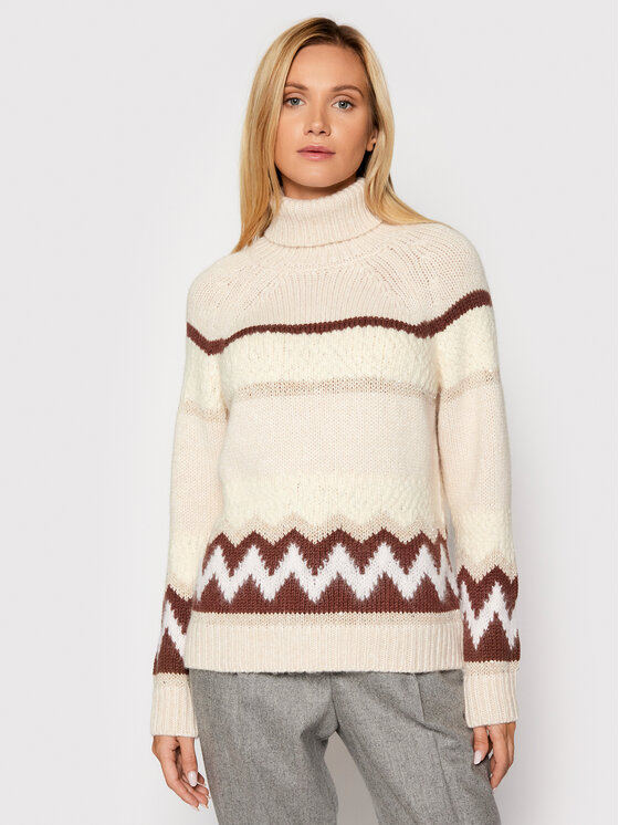 Peserico Bluză cu gât S99197F03 Bej Loose Fit