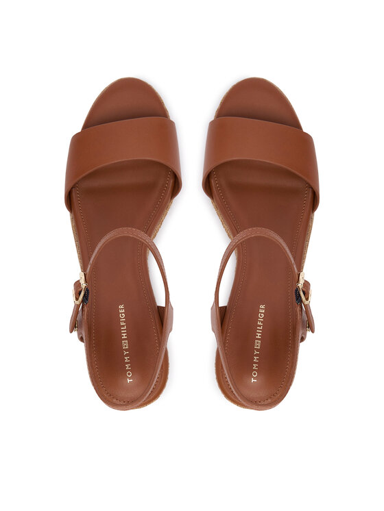Tommy Hilfiger Tommy Hilfiger Espadryle Th Monogram Leather Wedge Espadrilles FW0FW09340 Brązowy