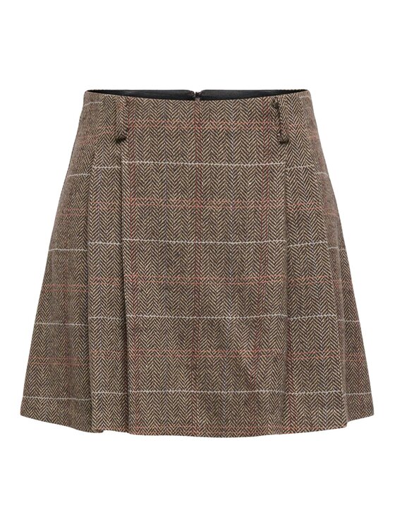 ONLY ONLY Gonna onlricca life check mw skirt Beige Slim Fit