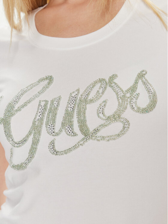 Guess Guess Tricou W4GI30 J1314 Alb Slim Fit