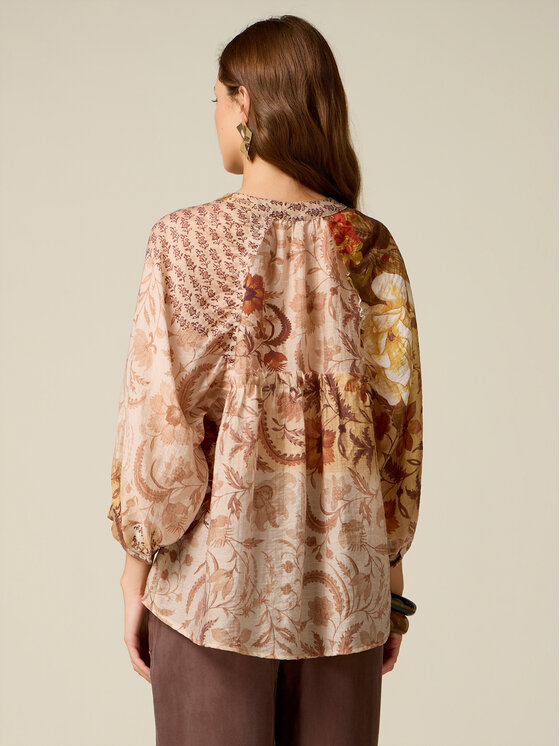 Oltre Oltre Koszula 5022J000957N0R2 Kremowy Baggy Fit