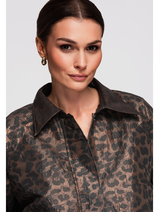 Ombre Ombre Kurtka przejściowa OW-JANP-0113 Brązowy Loose Fit