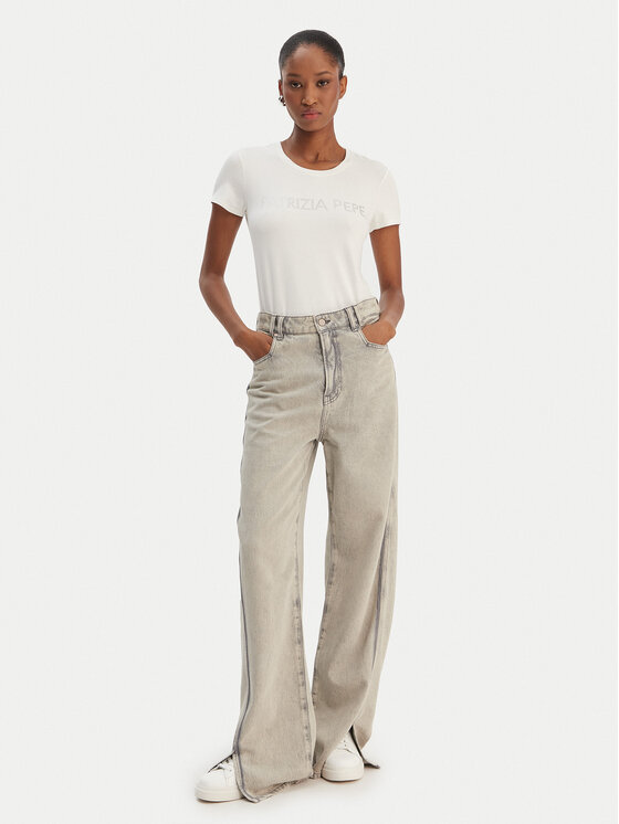Patrizia Pepe Patrizia Pepe Marškinėliai CM1419/J013-W146 Balta Regular Fit