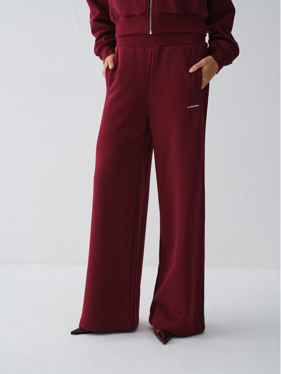 La Mania La Mania Spodnie dresowe TUCK Bordowy Basic Fit