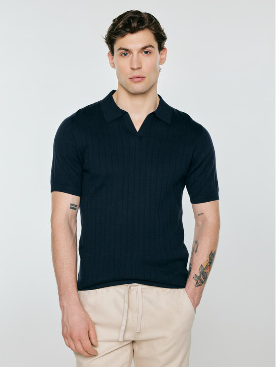 BIG STAR BIG STAR Sweter MATISONIS Granatowy Basic Fit