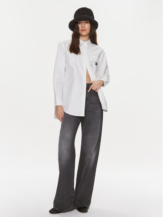 Tommy Jeans Tommy Jeans Koszula Badge Boyfriend DW0DW17351 Biały Relaxed Fit