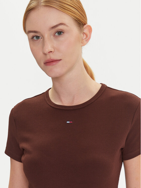 Tommy Jeans Tommy Jeans Футболка Essential DW0DW17383 Коричневий Slim Fit
