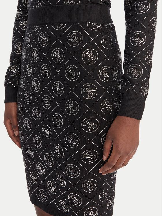 Guess Guess Midi sukně W6RD0O Z3JD2 Černá Regular Fit