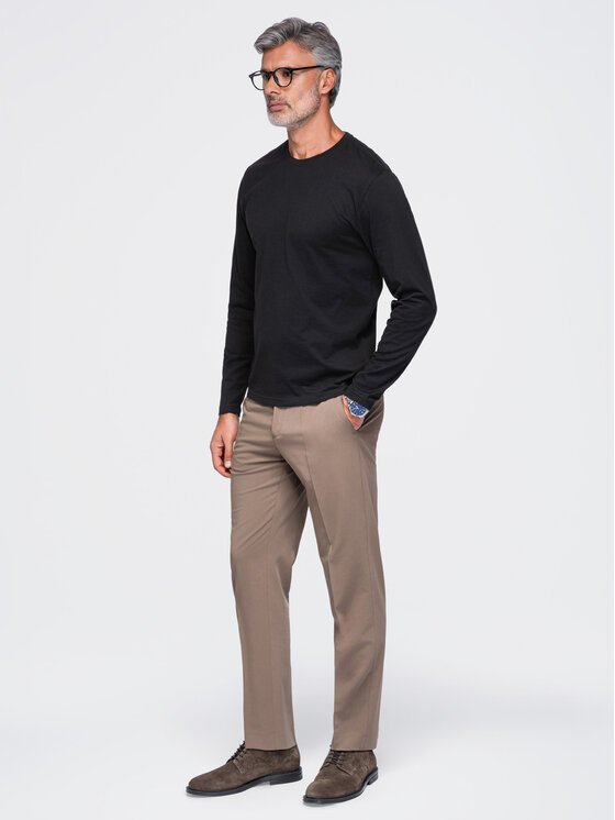 Ombre Ombre Longsleeve OM-LSBL-0142 Czarny Regular Fit