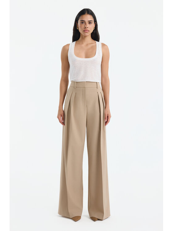 BENU BENU Spodnie garniturowe szerokie Beżowy Modern Relaxed Fit