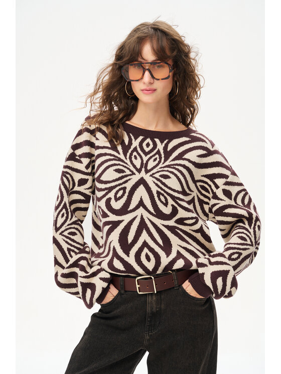 blue shadow blue shadow Sweter Pegy Brązowy Regular Fit