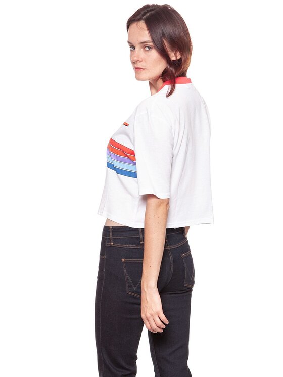 Wrangler Wrangler T-Shirt CROP 80'S TEE Biały Loose Fit