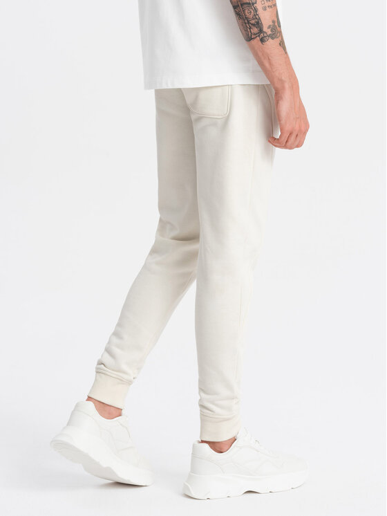 Ombre Ombre Joggers kalhoty OM-PABS-0174 Bílá Regular Fit