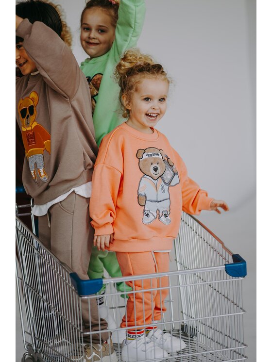 Bejbi Story Bejbi Story Bluza Bluza oversize Funky Teddy bez kaptura Pomarańczowy Oversize