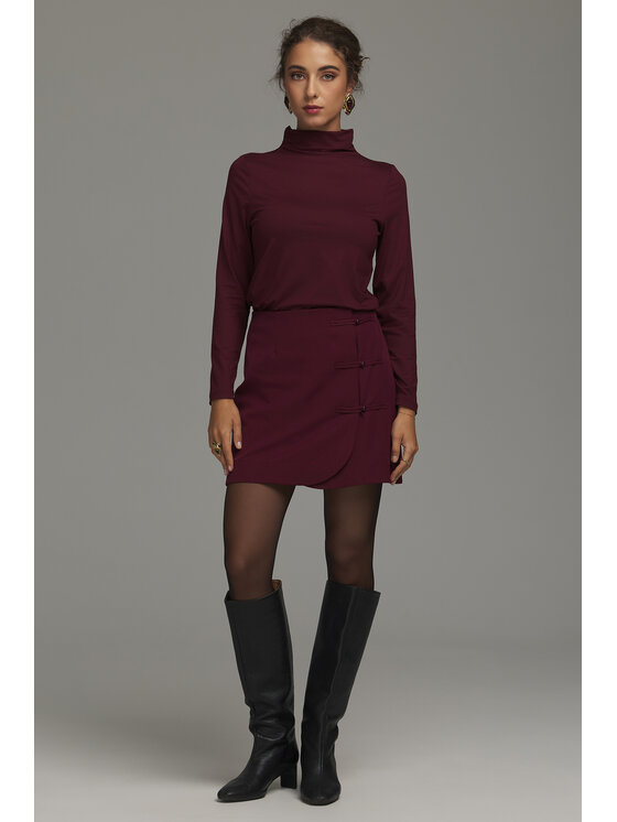 NIFE NIFE Bluzka B235 Bordowy Slim Fit