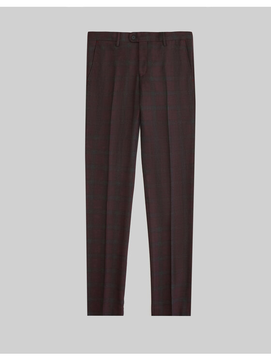 Borgio Borgio Spodnie garniturowe naro Bordowy Slim Fit