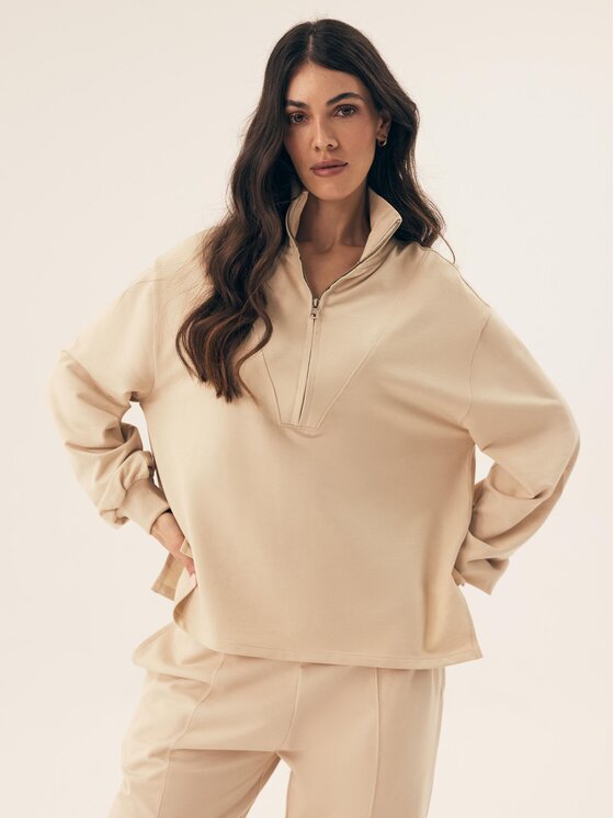 Esotiq Esotiq Bluza 42401 Beżowy Regular Fit