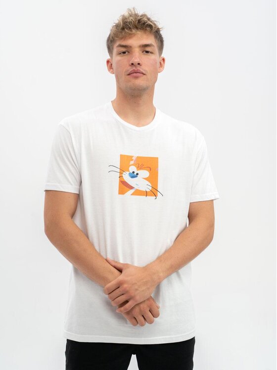 Smerfy Smerfy T-Shirt Koszulka Z Krótkim Rękawem Męska Biała Smerfy Square XXL Biały Regular Fit