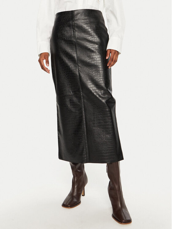 Bruuns Bazaar Bruuns Bazaar Suknja od imitacije kože Tuanella BBW4134 Crna Regular Fit