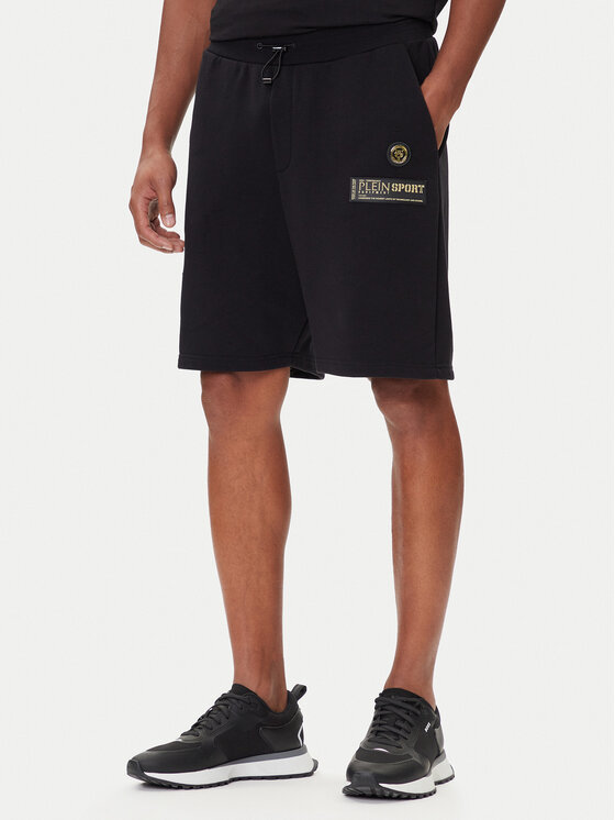 Plein Sport Pantaloni scurți sport PAEC MJT2601 STE003N Negru Regular Fit