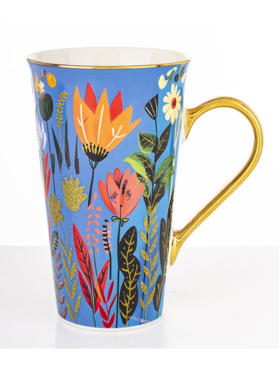 MIAhome MIAhome Kubek porcelanowy 700 ml BLUMEN 17x15x10 cm niebieski Niebieski