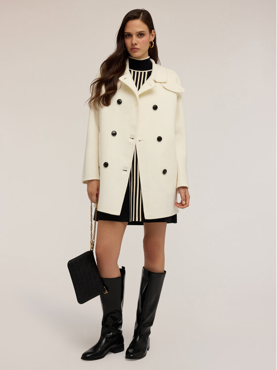 Motivi Motivi Cappotto 0076W100113N011 Bianco Regular Fit