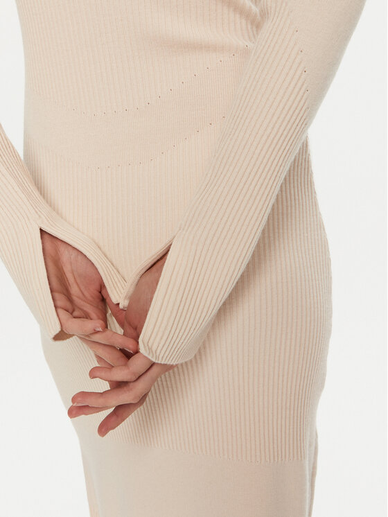 Patrizia Pepe Patrizia Pepe Trikotāžas kleita 2A2848 K214 Écru Regular Fit