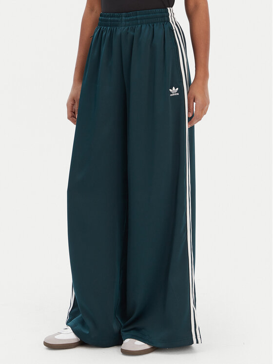 adidas Spodnie dresowe adicolor Satin JV7511 Zielony Wide Leg