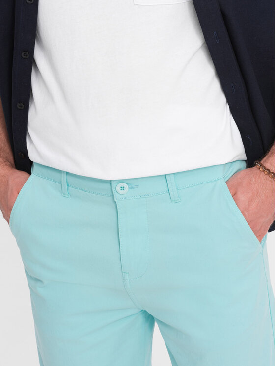 Ombre Ombre Chino kalhoty W421 Tyrkysová Regular Fit