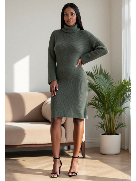 FIGL FIGL Sukienka dzianinowa M1096 Zielony Fitted Fit
