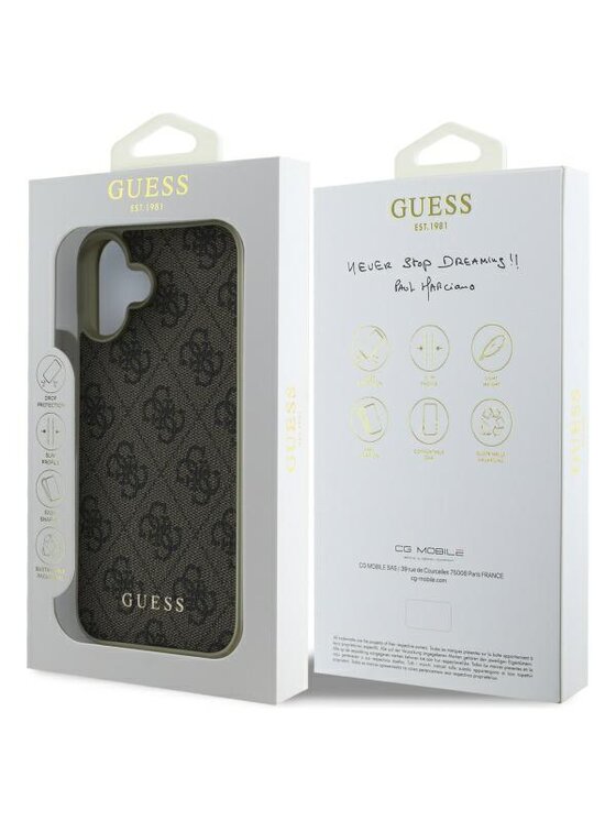Guess Guess Etui na telefon iPhone 16 Brązowy