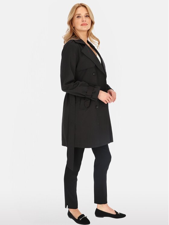 Perso Perso Płaszcz przejściowy BLE252682F Czarny Regular Fit