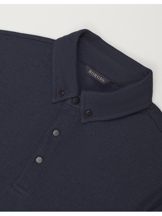 Borgio Borgio Polo corio Granatowy Classic Fit