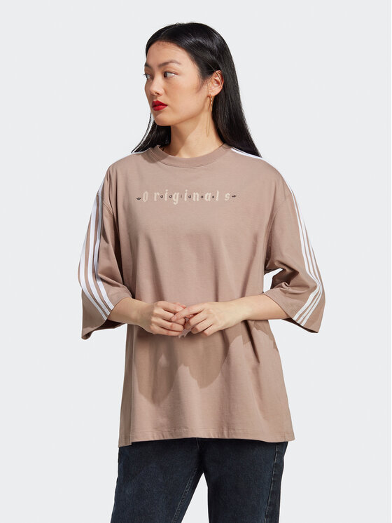 adidas adidas Тишърт Oversized T-Shirt IQ3400 Кафяв Loose Fit