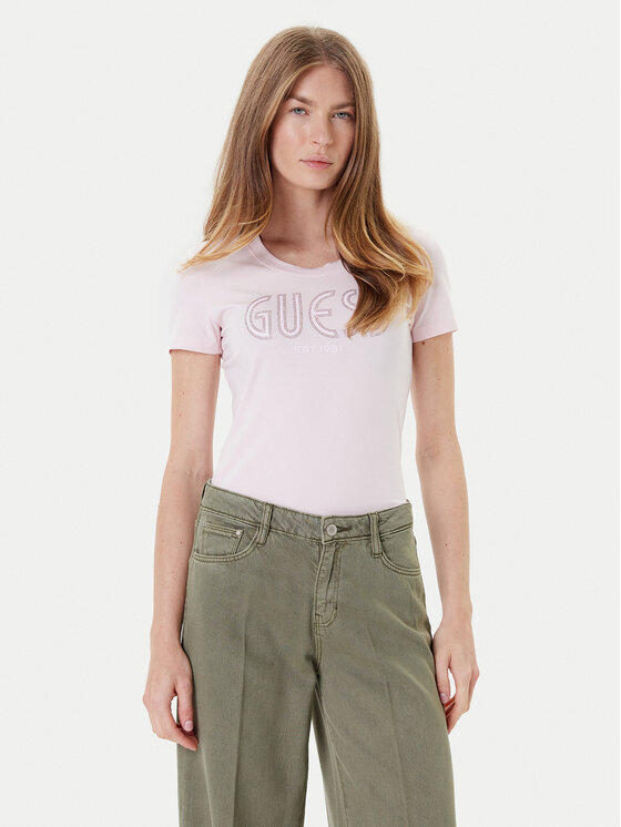 Guess Guess T-Shirt W5YI05 J1314 Różowy Regular Fit
