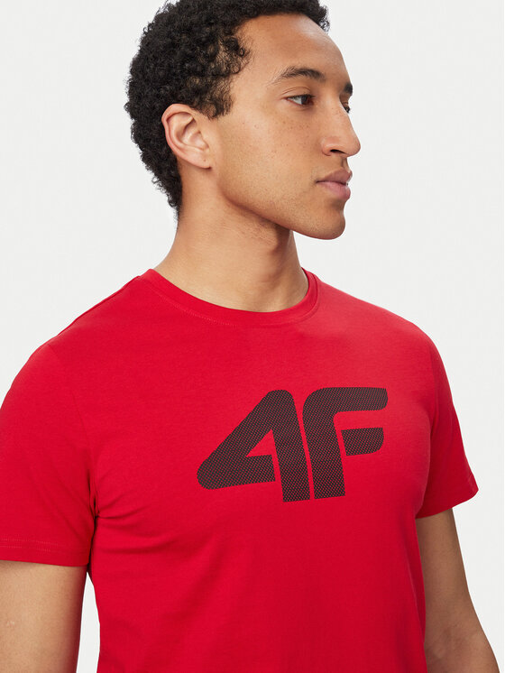 4F 4F Póló 4FAW23TTSHM0877 Piros Regular Fit
