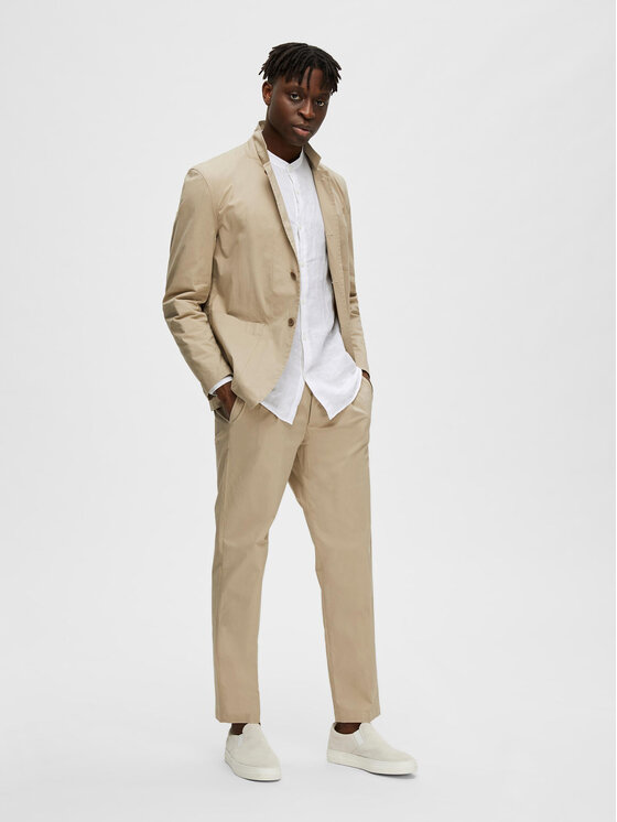 Selected Homme Selected Homme Chinosy 16088515 Beżowy Regular Fit