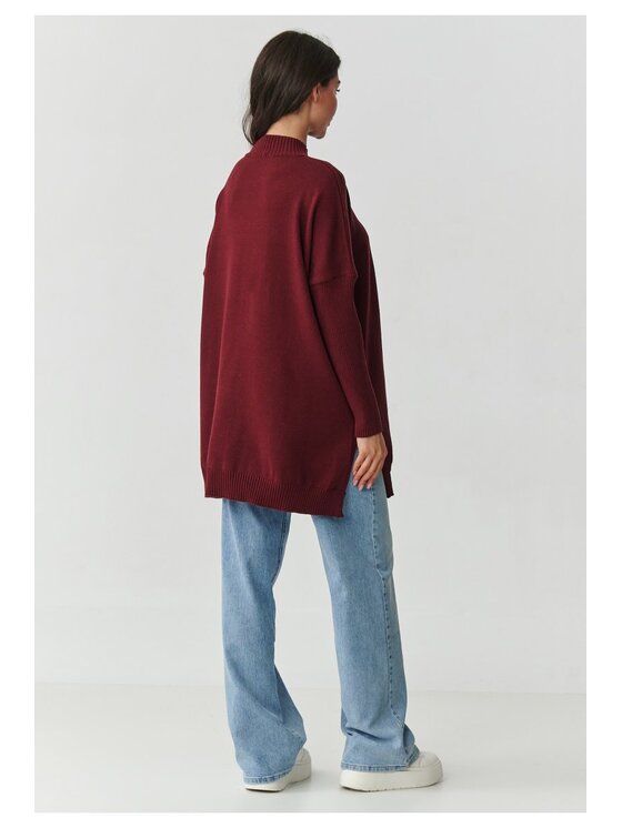 Makadamia Makadamia Sweter S164 Bordowy Oversize