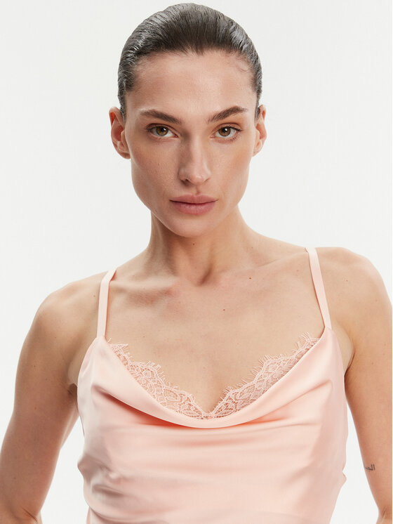 Guess Guess Официална рокля W5GT10 WF1T2 Коралов Slim Fit